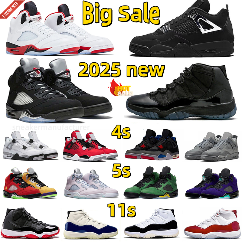 Designer Shoes 4s 5s Basketball Shoes 11s Men Women Sneakers 2025 Black Cat Gamma Blue Fire Red Black White Thunder Rare Air Dmp Cherry Outdoor Trainers Sneakers 36-47