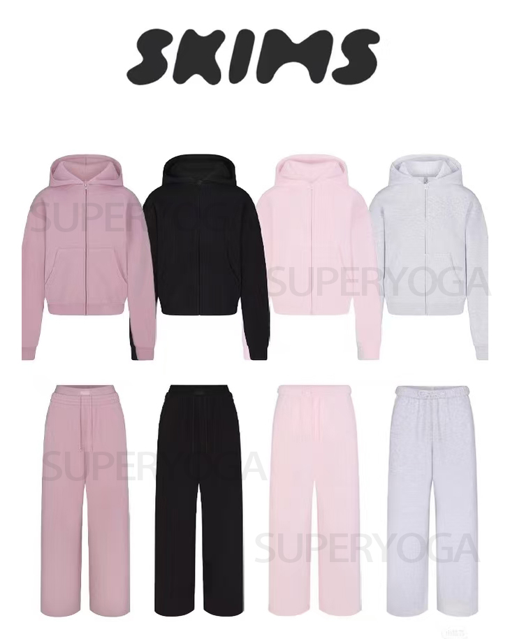 Skims Top Sweatshirt And Sweatpants Cotton Fleece Series Autumn Winter Classic Kangaroo Pocket Loose Casual Skimss Hoodie Set
