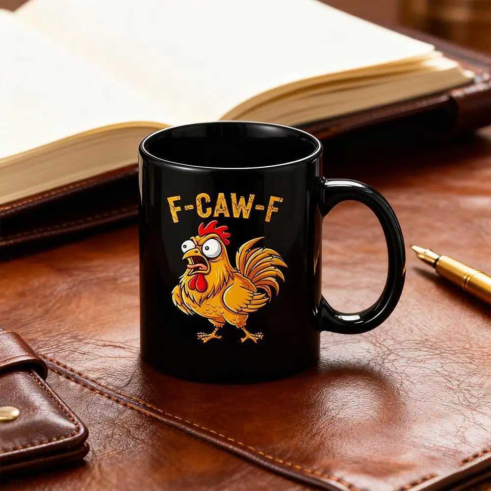 Chickens Pun Sarcastic Ceramic Coffee Cup Funny Caw-F Chicken Coffee Mug 11 Oz Crazy Rooster Humor Accent Cup Gift For Friends C251210
