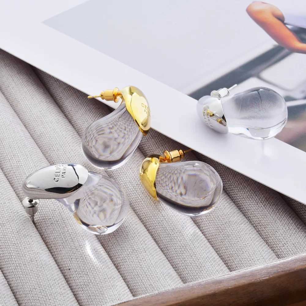 Transparent Water Drop Earrings for Wen Gold Plated Elegant Modern Fashion Design Chunky Earrings Party Wedding Jewelry Gifts Y251210
