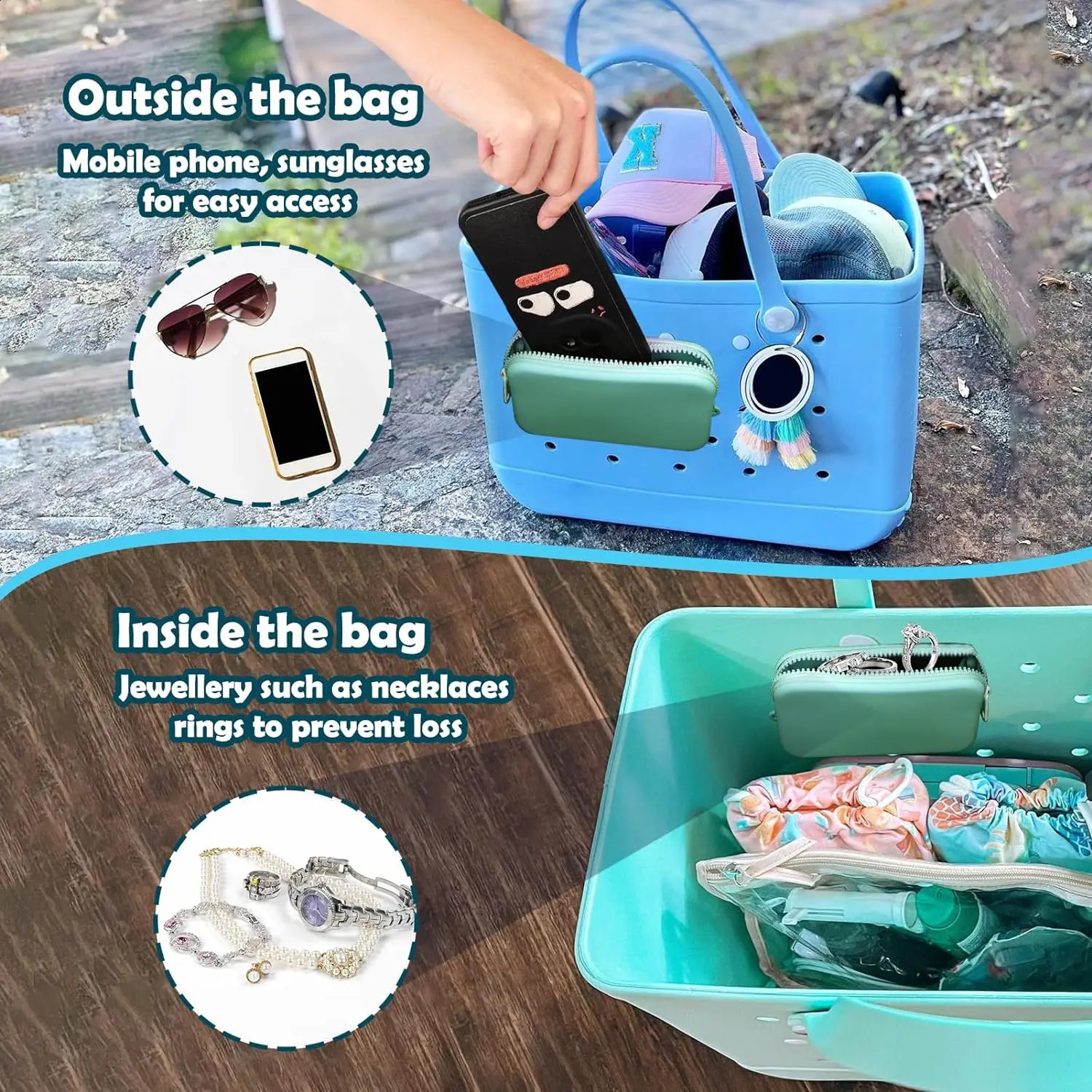 1 Pcs Silicone Phone Holder for Bogg Bag Soft Silicone Insert Wallet Charm for Bogg Bags Accessories Attachment for Bogg Beach 251209