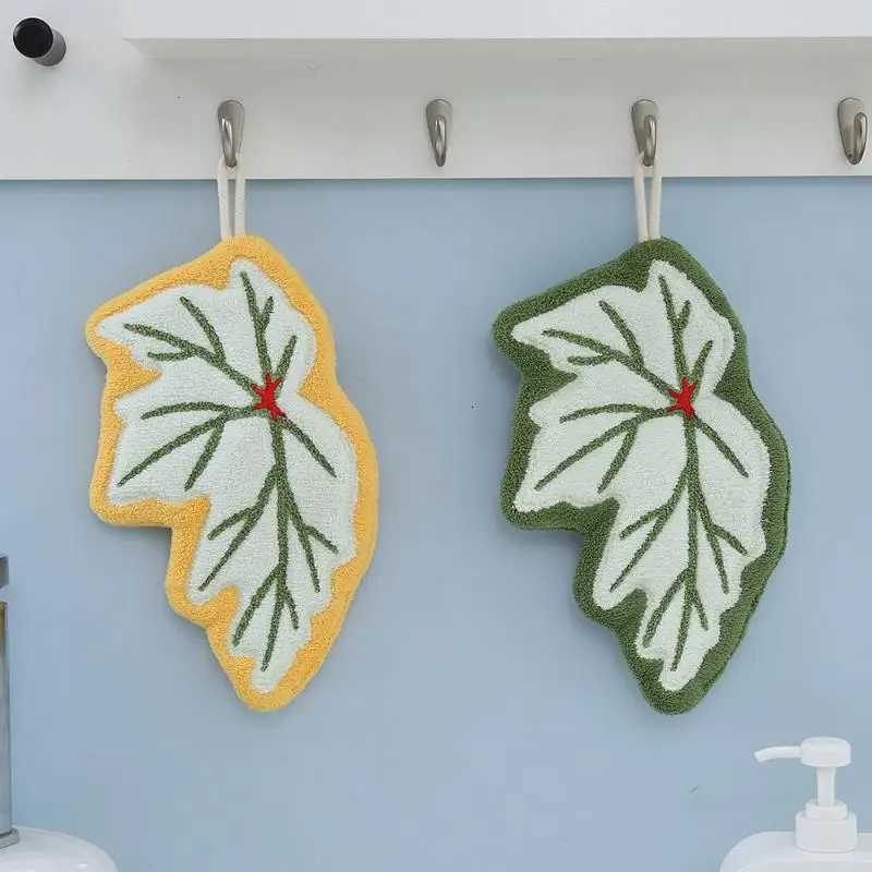 Leaf Wipe Hand Towel Coral Fluff Towel Kitchen Cleaning Household Soft Absorbent Creative Hanging Bathroom Hand Towel C251210
