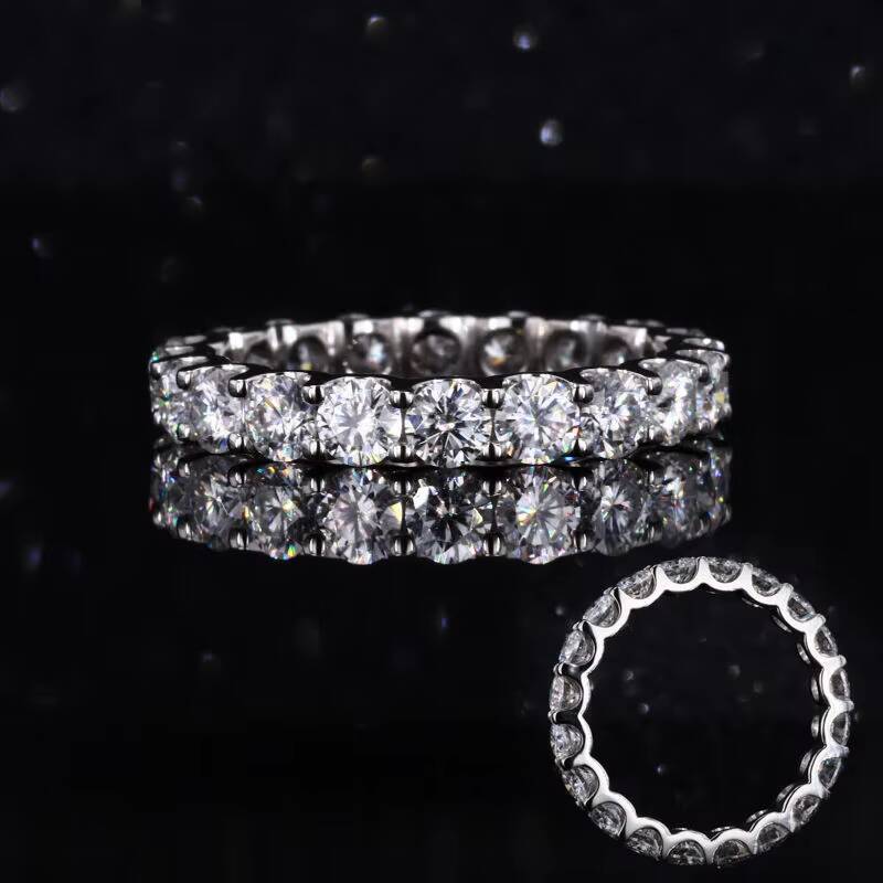 Factory Custom Gold Wedding Band 14K 18k Solid Gold Ring Platinum Moissanite Lab Grown Diamond Eternity Band Rings