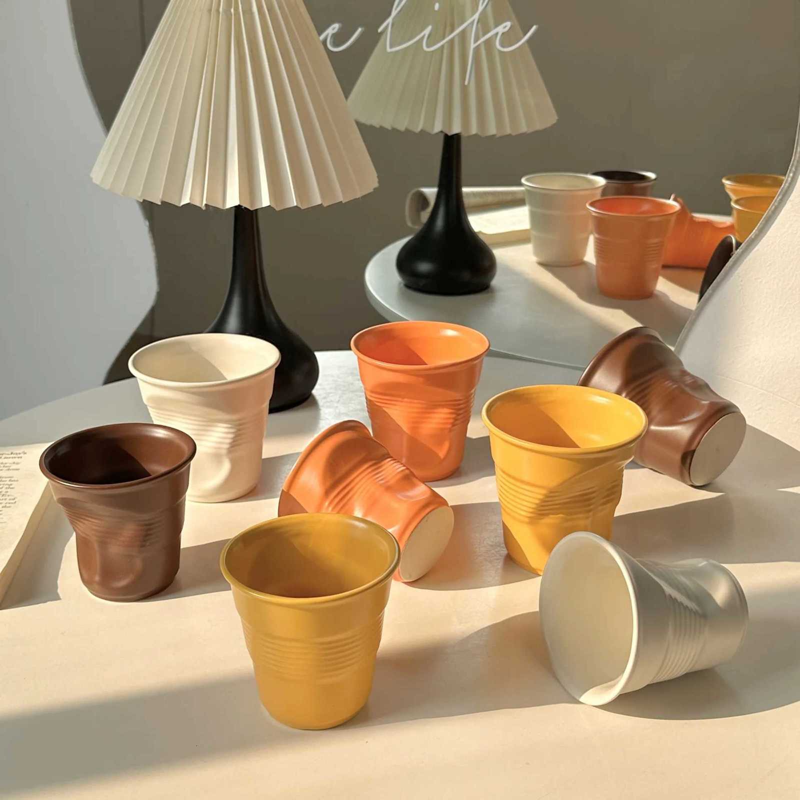 Ceramic Irregular Coffee Cup200/400ml Pure Color Coffee Mug Milk Mug Tea Drinks Water CupHome Office Tumbler Mugs C251210