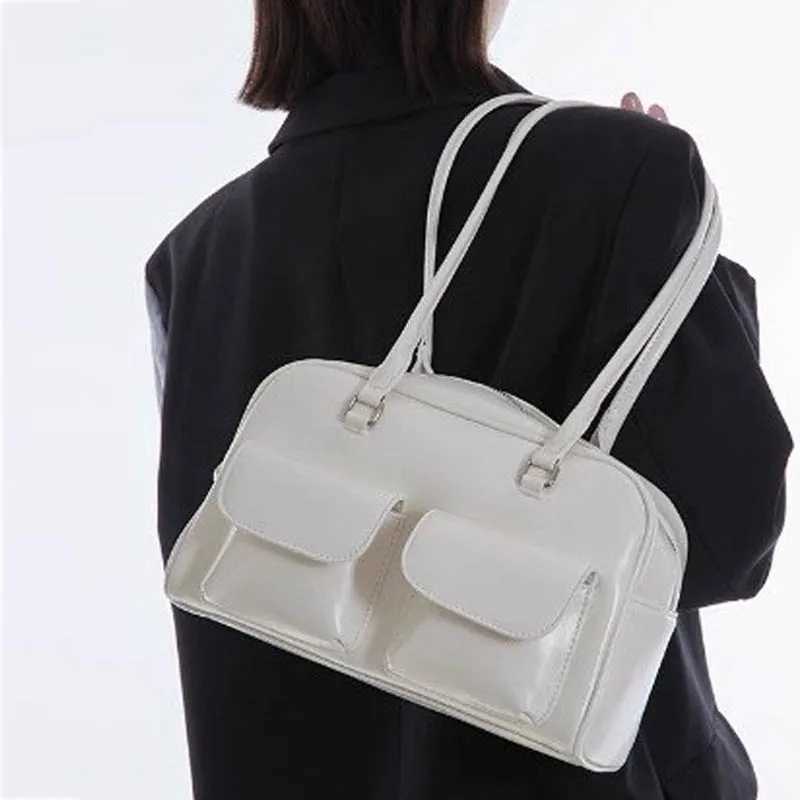 Vintage Wen Business Shoder Bags Simple Ladies Cmute Tote Bag Pu Leather Fem Underarm Bag Burgundy Large Handbags Purse Y251209