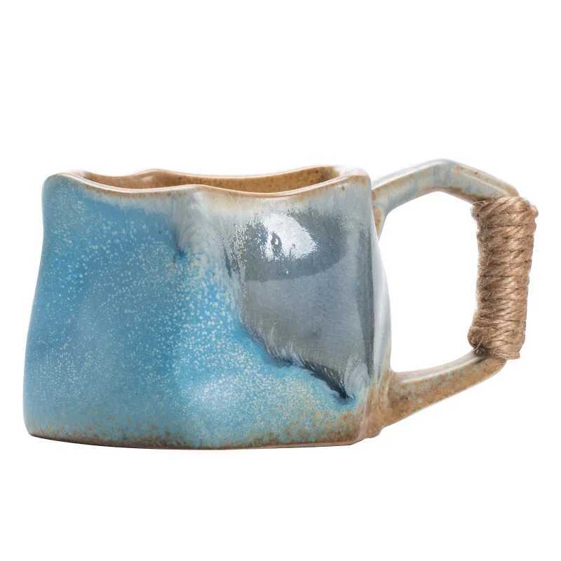Creative Rough Pottery Coffee Cup Retro Rope Ceramic Cup Irregular Mug Japanese Shaped Drinking Tea Set Living Room Decoration C251210
