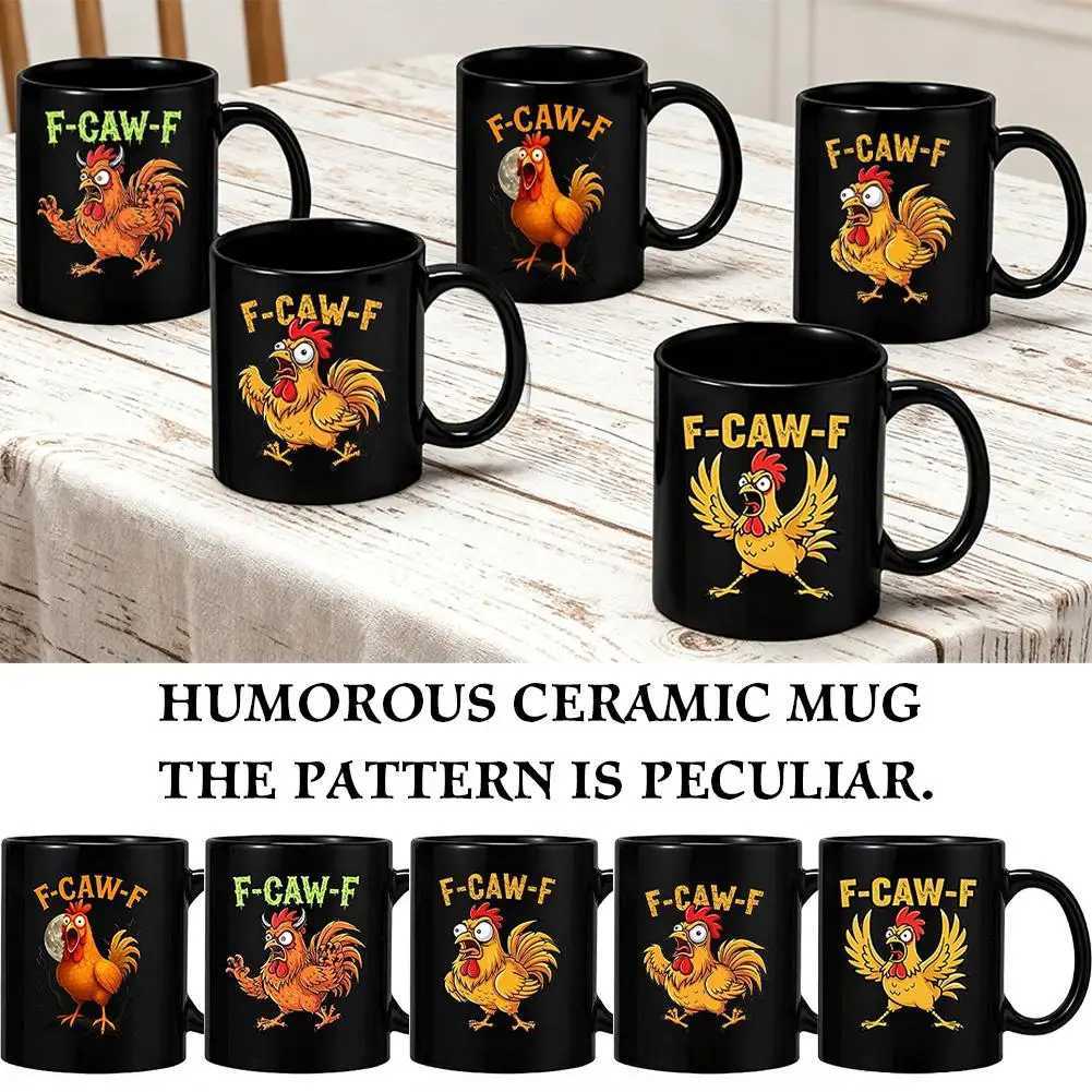 Chickens Pun Sarcastic Ceramic Coffee Cup Funny Caw-F Chicken Coffee Mug 11 Oz Crazy Rooster Humor Accent Cup Gift For Friends C251210