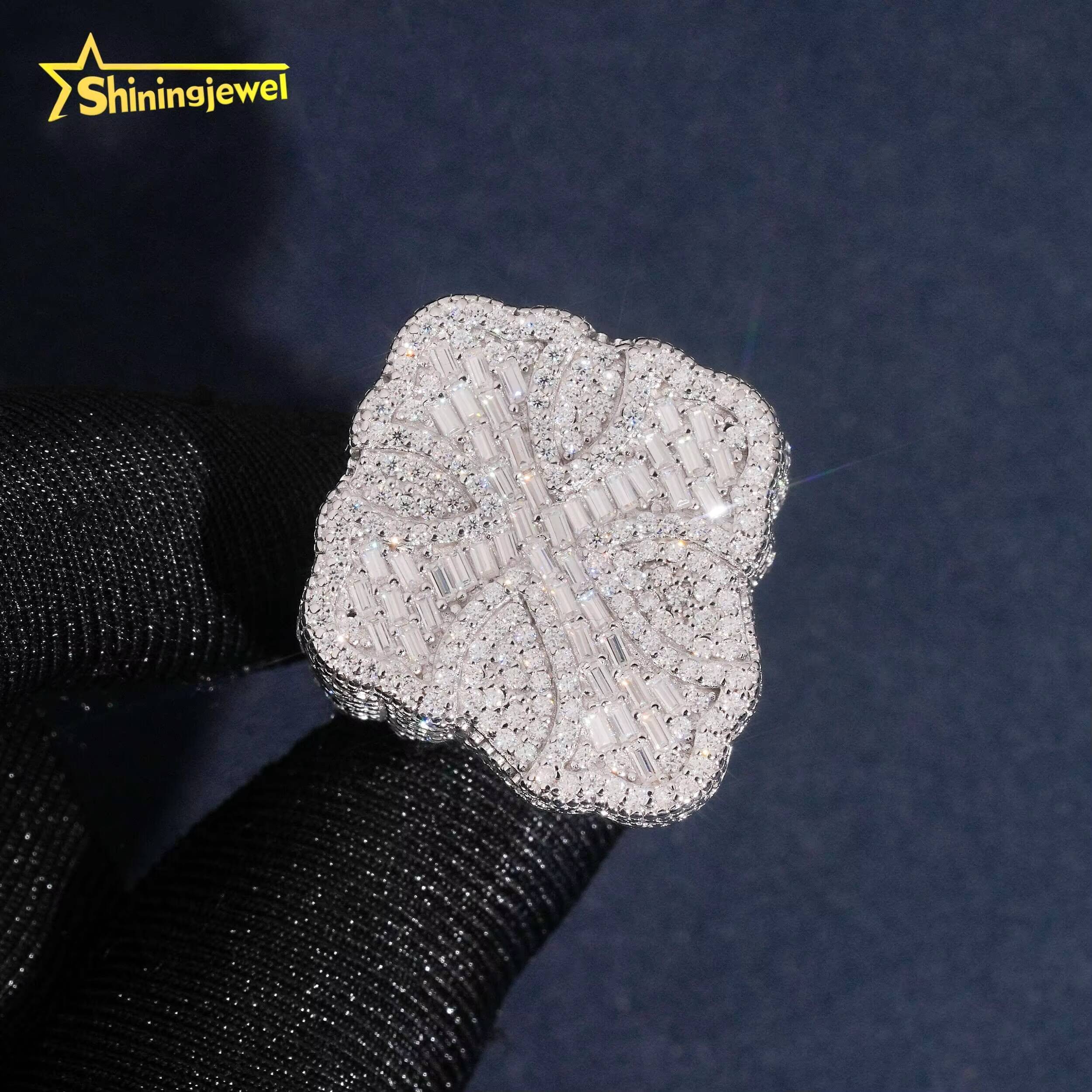 Wholesale Price Hip Hop Ring VVS Moissanite Diamond Rings 925 Silver Men Hip Hop Jewelry Cross Ring Pass Diamond Tester