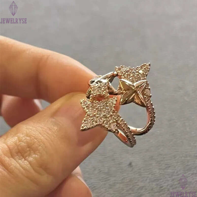 luxury 18k rose gold silver bling diamond star designer ring for women girls lovely charm elegant bride love nail rings jewelry