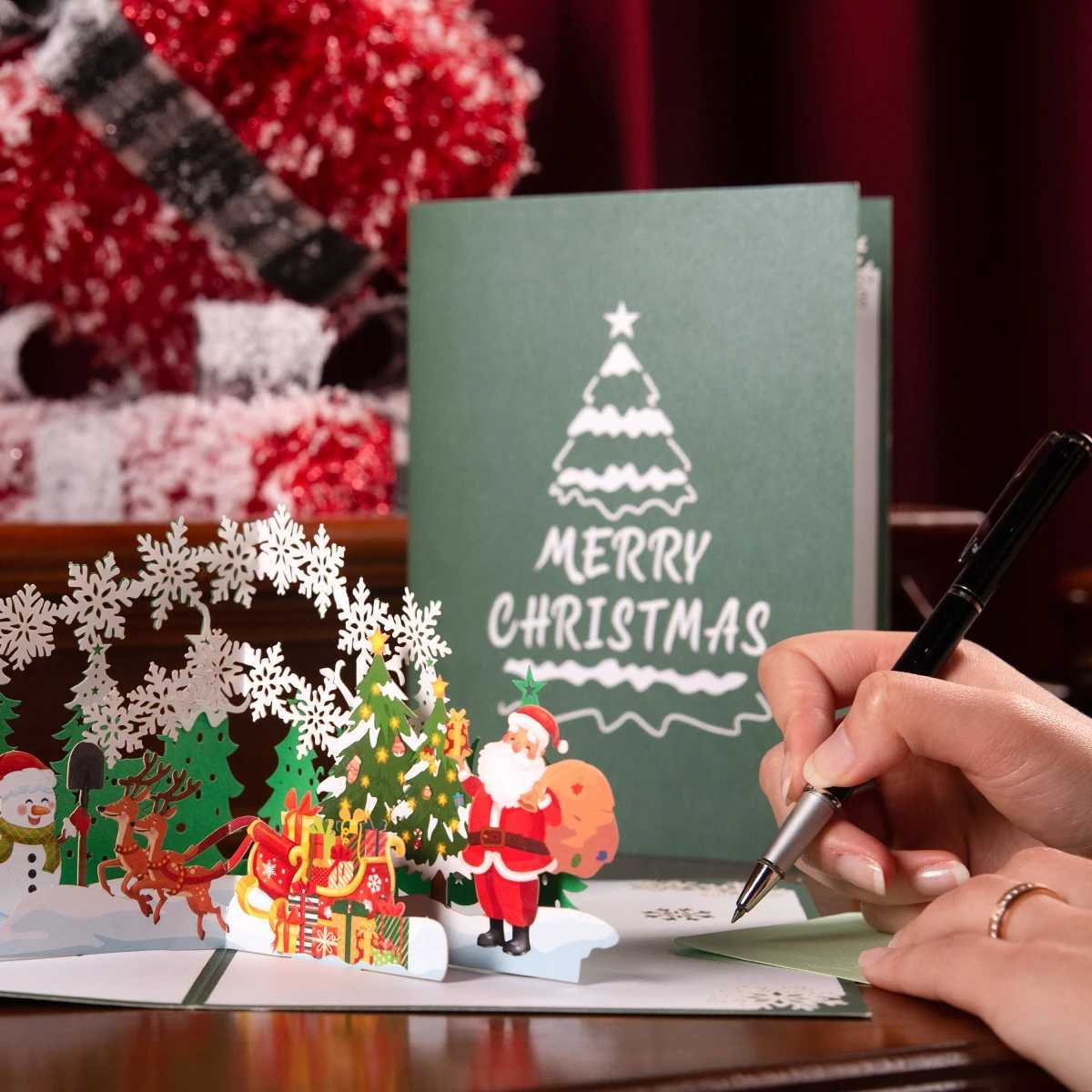 Merry Up Christmas Cards for 3D Holiday Xmas New Year Greeting Cardfor Kids Wife Wen Husband Gift H251210