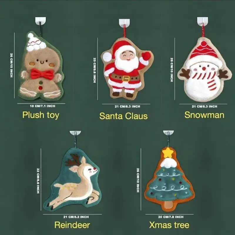 Christmas Hand Towel Kitchen Absorbent Cleaning Cloth Hanging Quick Drying Rag Bathroom Snowman Santa Claus Hand Cloth C251210