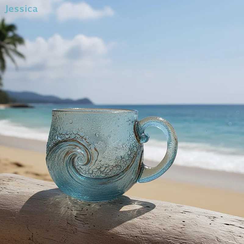 Glass Wave Cup Unique Textured Beach Lovers Themed Mug 12OZ C2512101