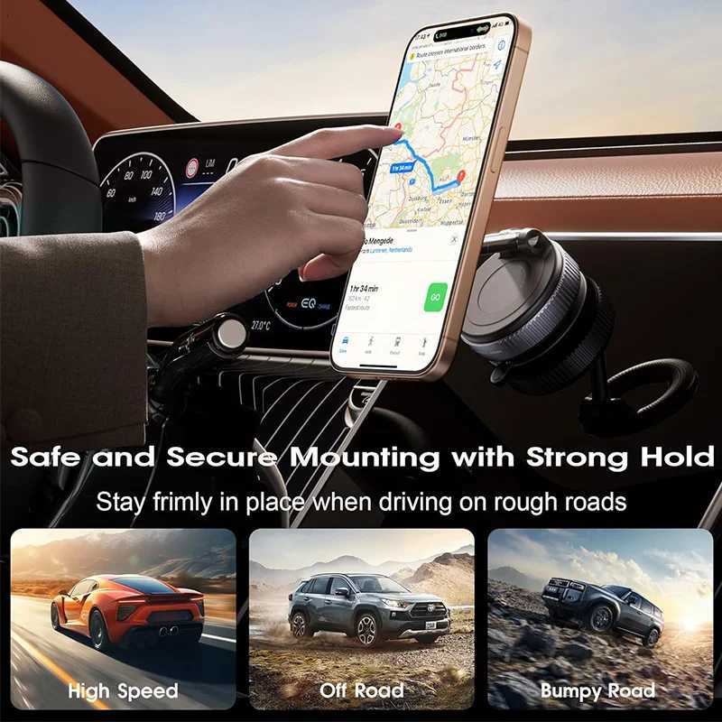 Car Mount Vacuum Magnetic Holder Foldable Strong Suction Stand For Cell Phone For iPhone 16 15 12 13 14 11 Prax C251210