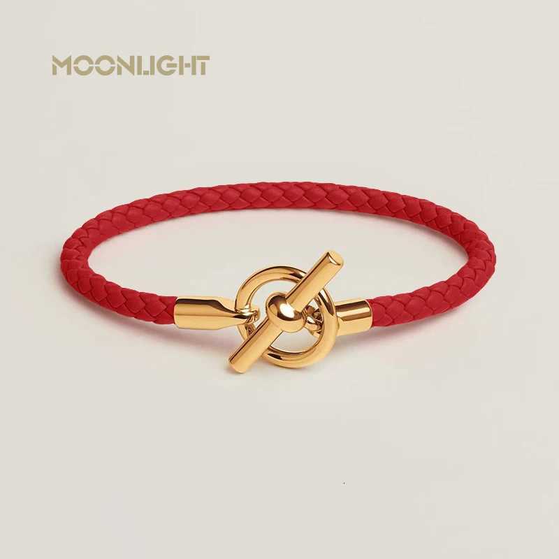 Luxury MOONLIGHT Womens Trendy Gold Color OT Lock Braided Leather Bracelet Classic Designer Men Women Bracelet Fashion Accessories Y251210