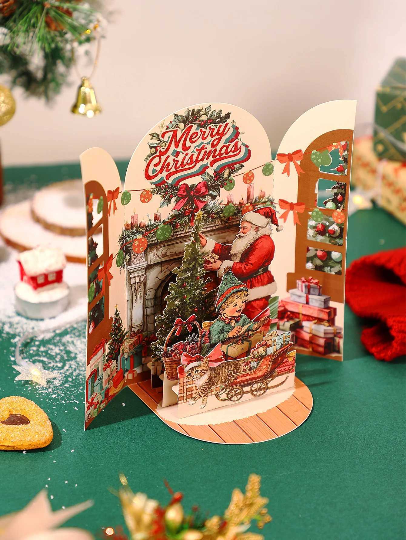 Christmas 3D Up Cards Festive Snowman Tree Theme Holiday Gift for Her/Him He Decoration Christmas H251210