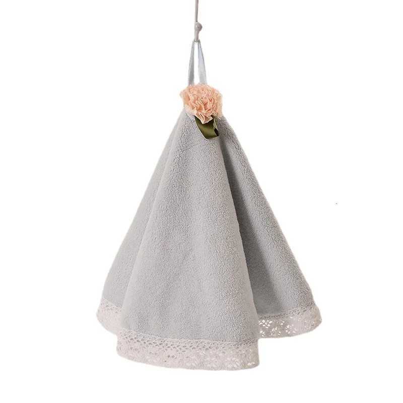 Camellia round hand towel kitchen hanging soft small towel cute childrens coral velvet face towel C251210