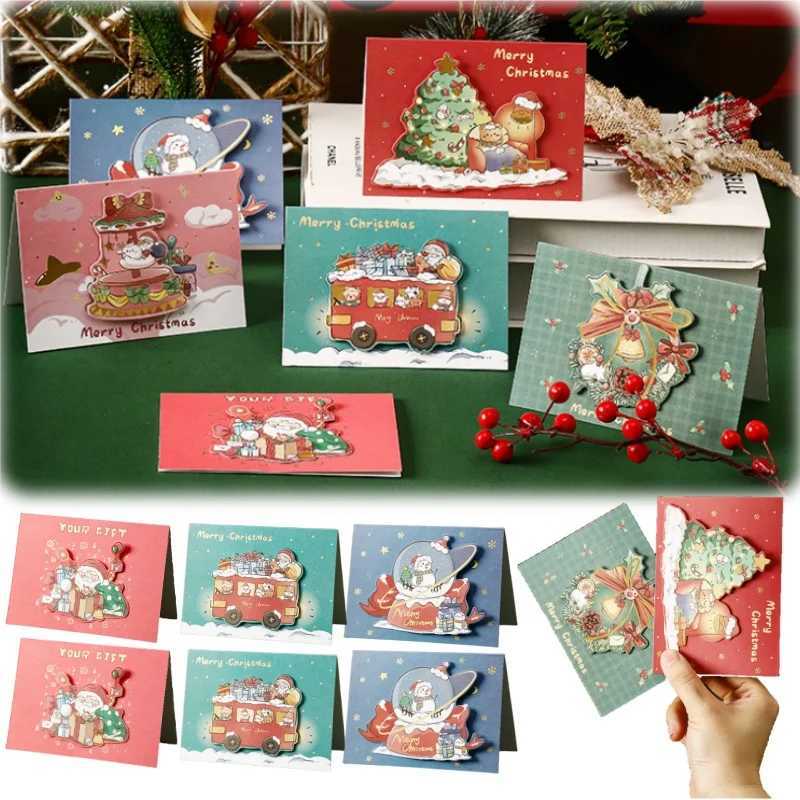 Santa Greeting Cards Folding Merry Christmas Best es Card Xmas Gift for New Year Blessing Thank You Postcard Decoration H251210