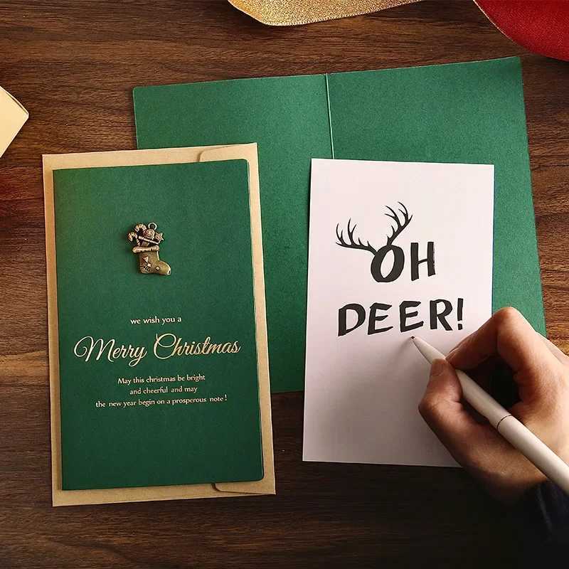 2025 Merry Christmas Greeting Cards Set with Envelopes New Year es Xmas Decorative Postcards Holiday Gift for Family Friends H251210