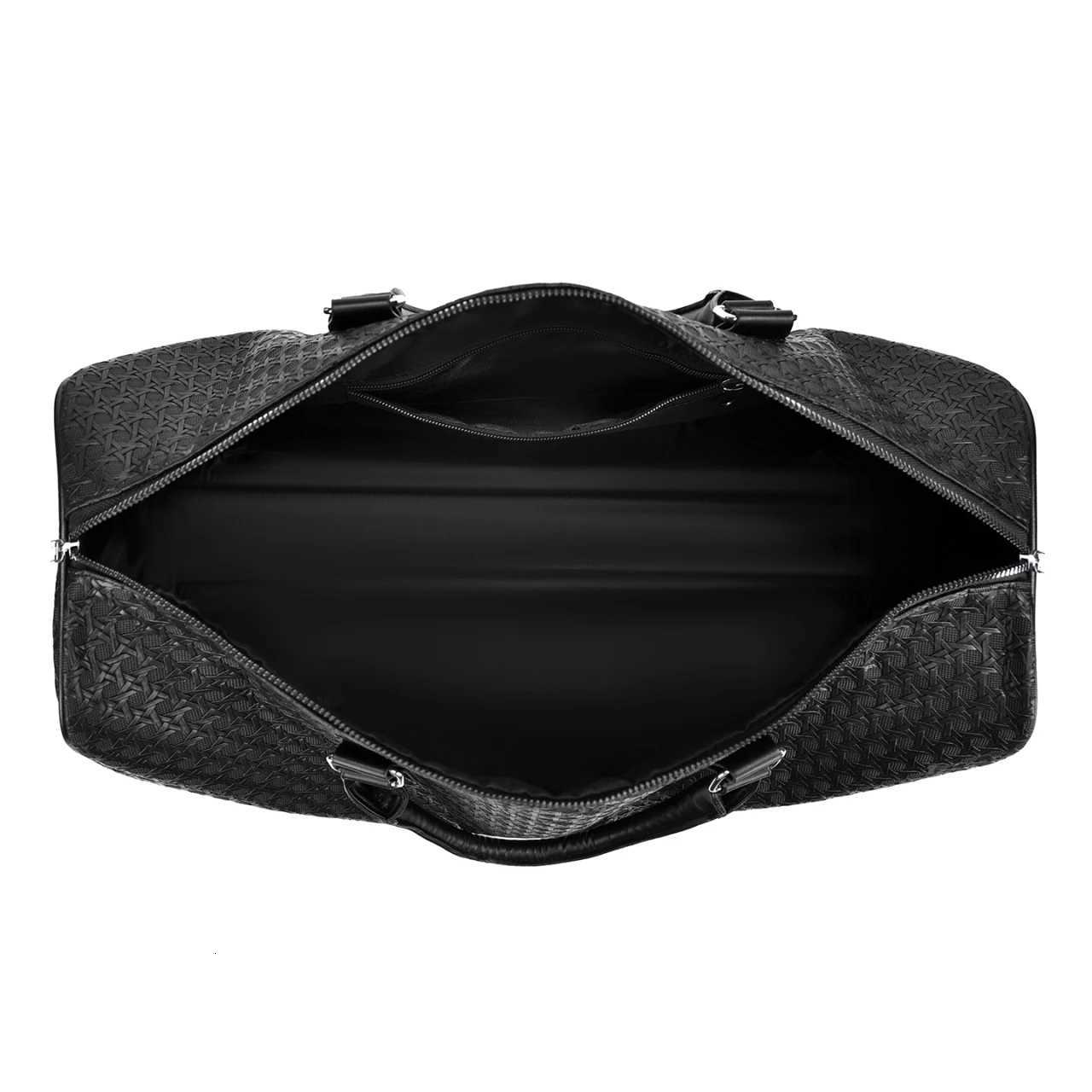 Fi Black PU Leather Travel Duffle Bag Mens Large Capacity Business Travel Lage Bag Minimalist Waterproof Weekender Bag Y251209