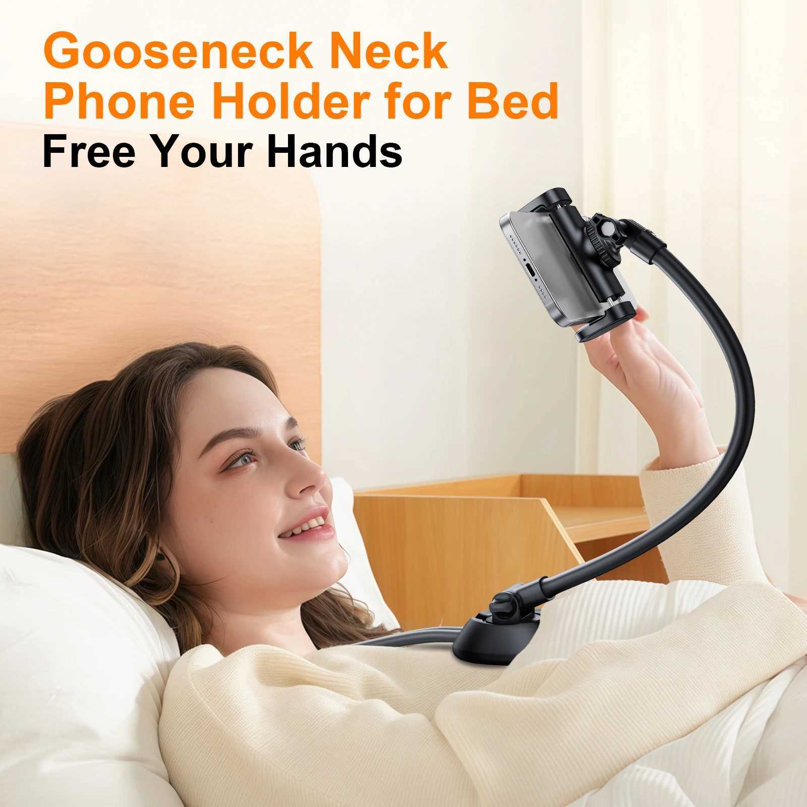 Oatsbasf Neck Mount Phone Holder for Relax Adjustable Bended Cellphone Holder Hands Bracket for 47-7in Smartphones C251210