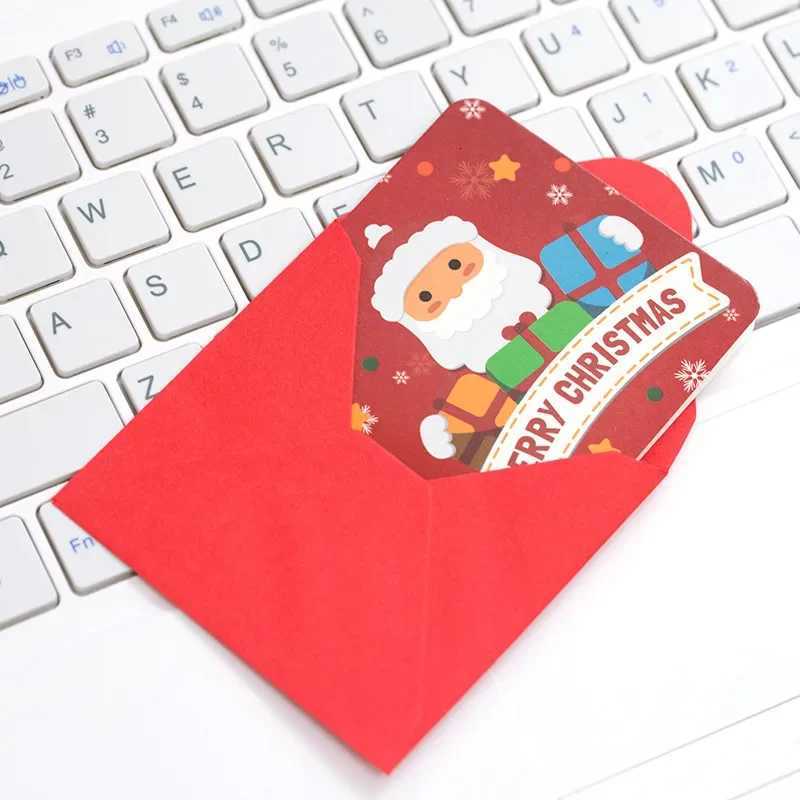 24 Pcs/lot Christmas Greeting Card Mini Blessing Card Envelope Holiday Party New Years Party Invitation Card Postcard Gift Card H251210