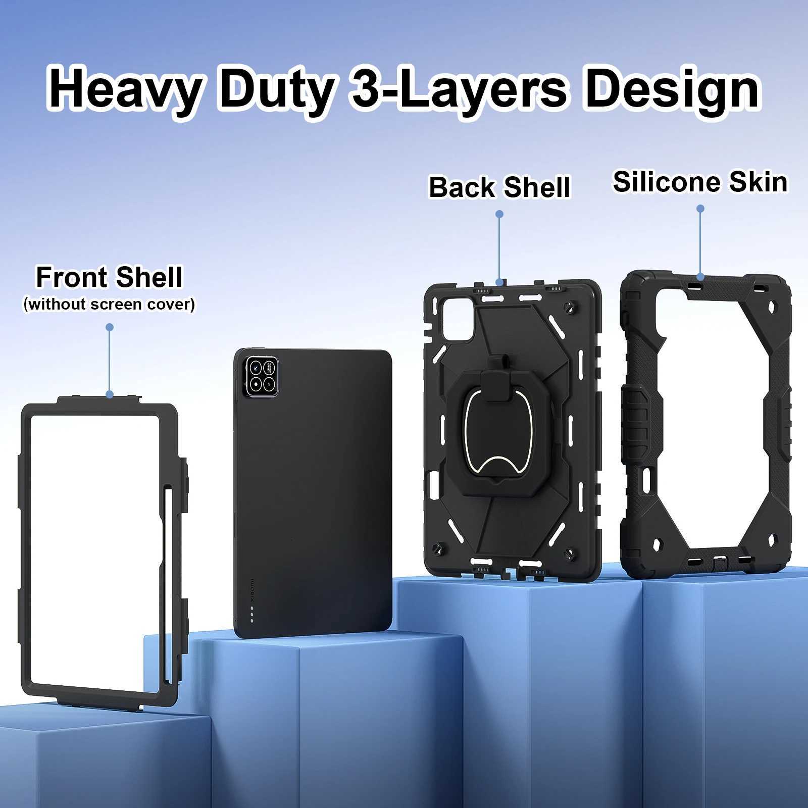 with Handle Rotation Stand Case For Pad 7 Pro 112 Redmi Pad SE 83 Pro 121 inch Tablet Case Shockproof Hard Cover H251210