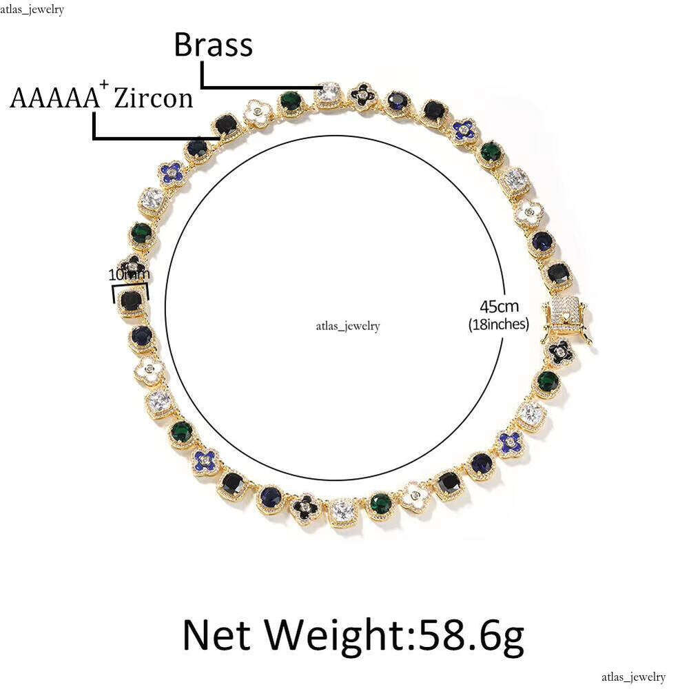 Dazzling VVS Moissanite Enamel Vivid Flower Necklace Luxurious Gold-Plated Bracelet Colorful Clover Chain Gift for Women and Men