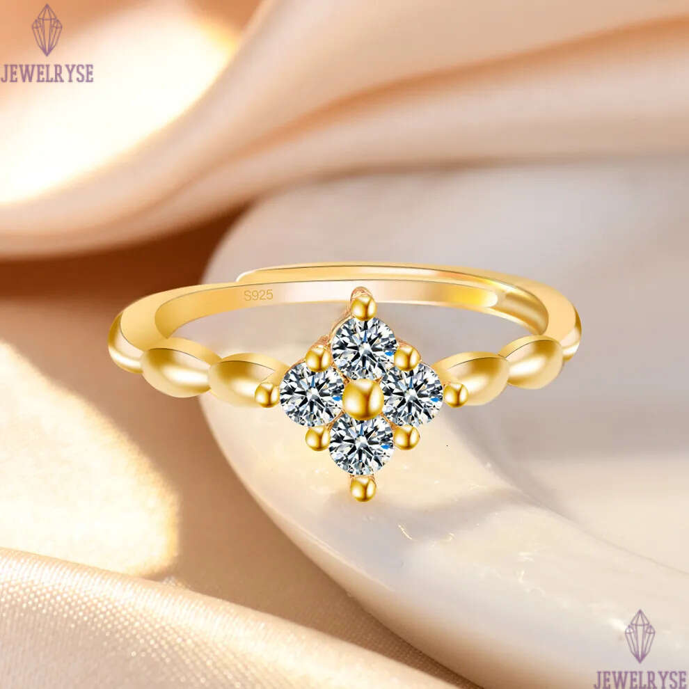 S925 Silver Cute Clover Designer Rings for Women Girls Fashion Luxury Crystal CZ Zircon Sweet Four Leaf Design Chinese Nail Finger Love Ring Jewelry G