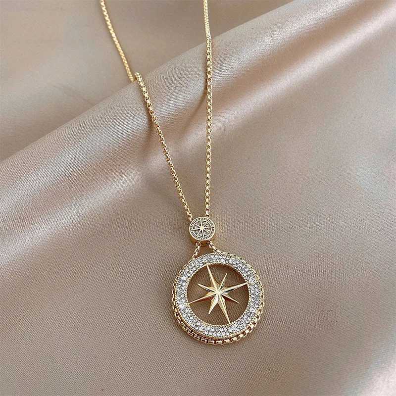 Wans Eight-pointed Star Pendant Long Necklace for Wan Gift Fashion Gold Color Sweater Chain Jewelry Y251210
