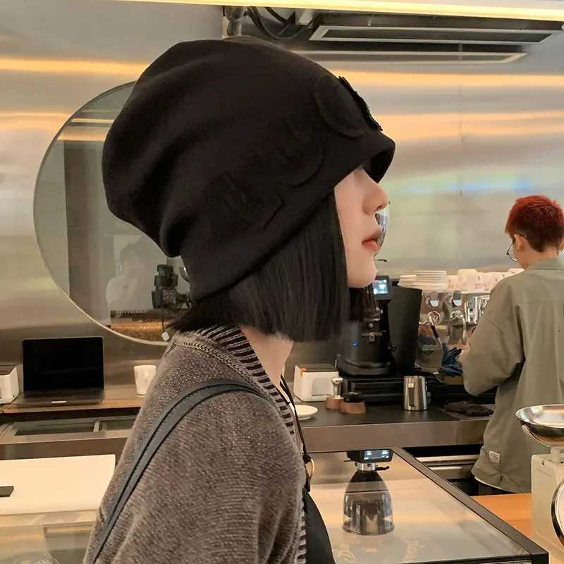Luxury Hip Hop Letters Oversize Beanie for Women Autumn Winter Warm Knitted Baggy Caps Solid Color Pullover Ear Warmer Hats Bonnet Y251209