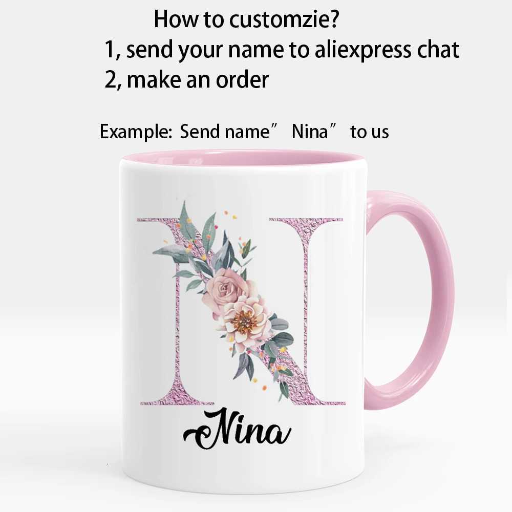Personzed Floral Coffee Mug with Name Creative Tea Milk Cup Mugs for Water Tea Milk Birthday Mothers Day Gift C251210