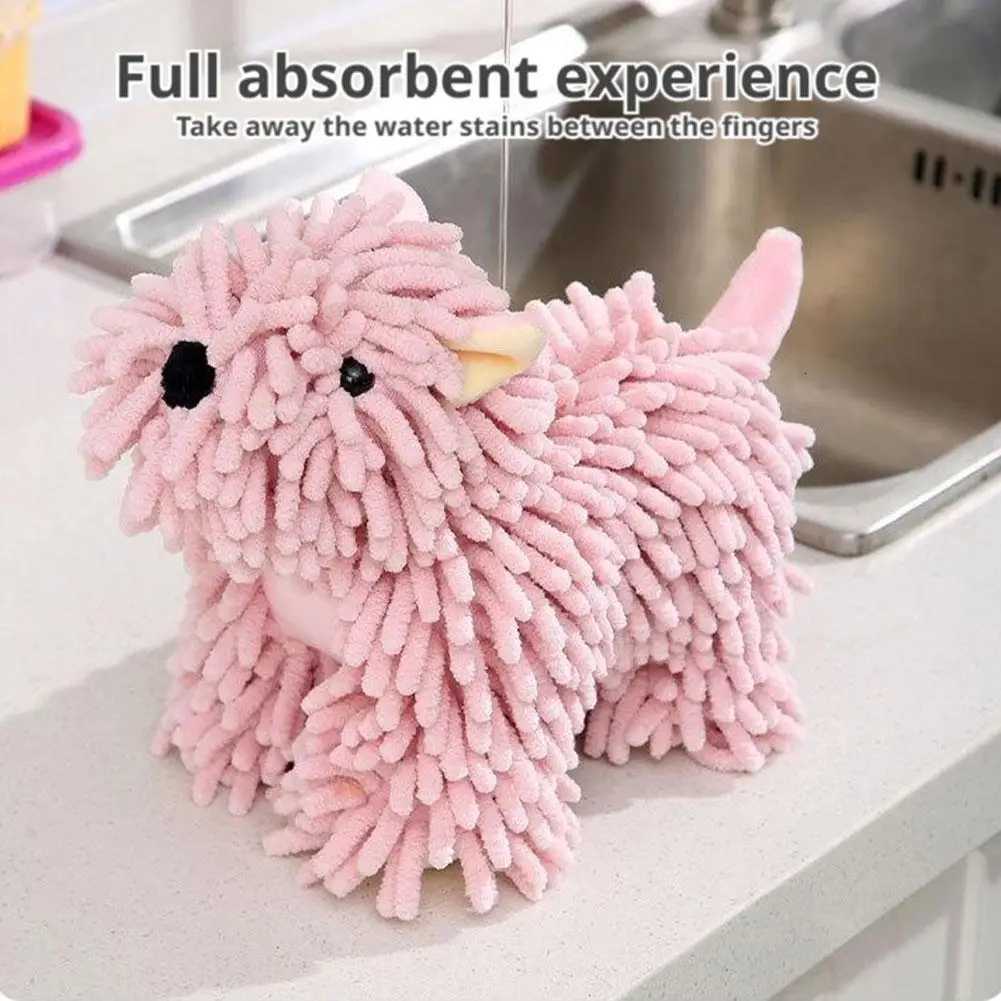 Cartoon Animal Hand Towel Cute Hanging Puppy Chenille Fabric Quick Drying Soft Skin Friendly Home Bathroom Decor Reusable Tools C251210