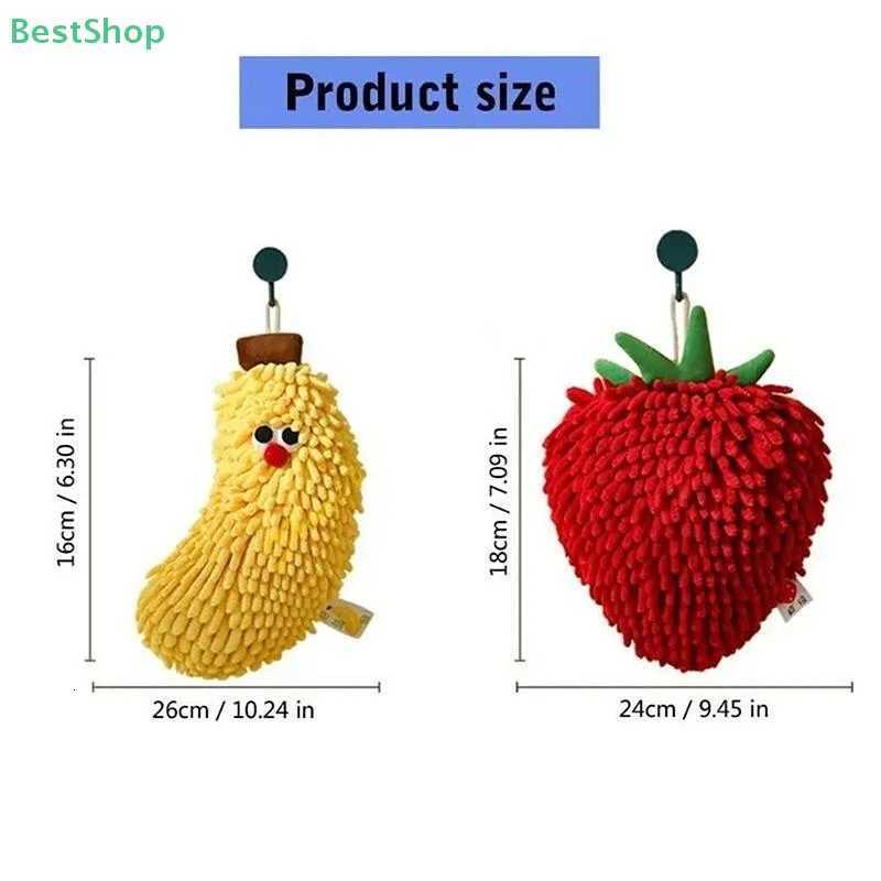 Chenille Hand Towel With Creative Banana And Strawberry Design Cute Hanging Hand Towel C251210