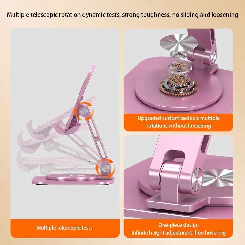 Aluminum Alloy -Shaped Phone Holders Foldable 360360 Rotating Design Adjustable DesktopTablet Stand for He or Off C251210
