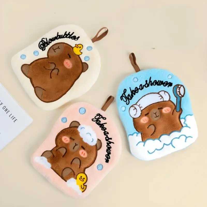 Capybara Hand Towel Kitchen Bathroom Absorbent Cleaning Cloth Cartoon Hanging Quick Drying Coral Fleece Thick Rag Household C251210
