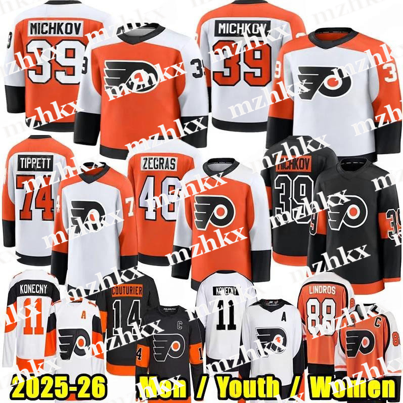 #39 Matvei Michkov flyers jersey #46 Trevor Zegras Porter Martone Noah Cates Sean Couturier Travis Konecny Owen Tippett Bobby Clarke Ersson Eric Lindros jerseys men