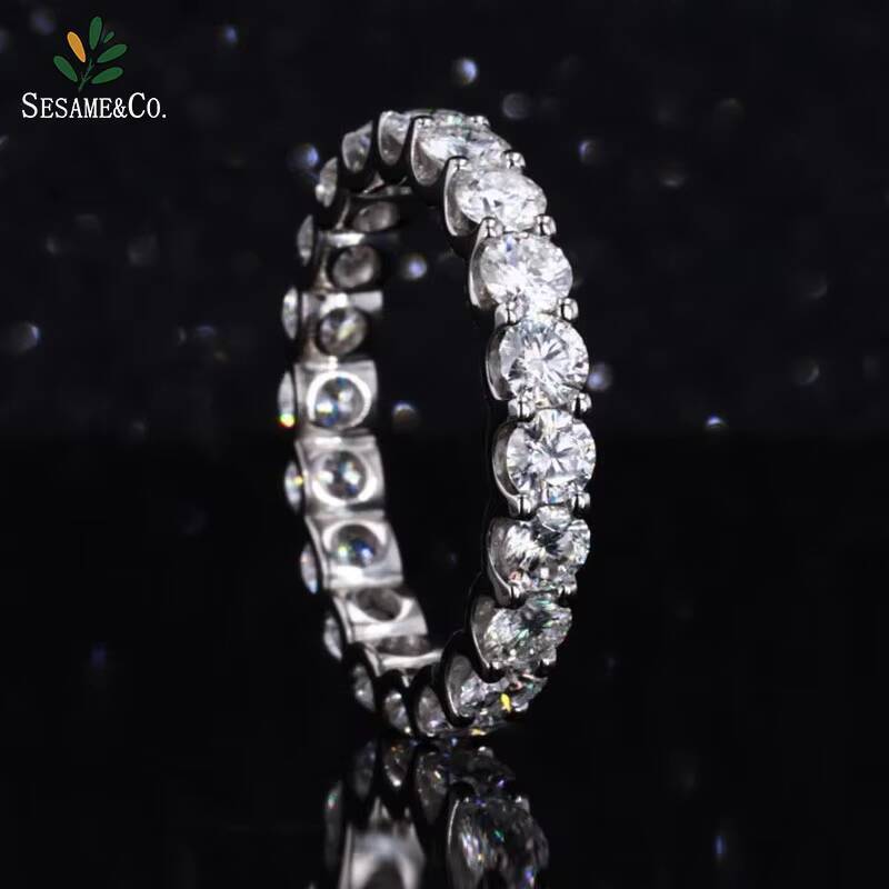Factory Custom Gold Wedding Band 14K 18k Solid Gold Ring Platinum Moissanite Lab Grown Diamond Eternity Band Rings