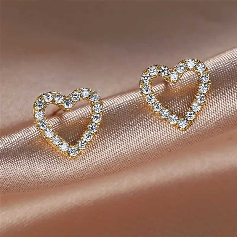 Dainty Fem Crystal Earring Black Rose Gold Sier Color Stud Earrings Simple White Zircon Wedding Jewelry For Wen Y251210