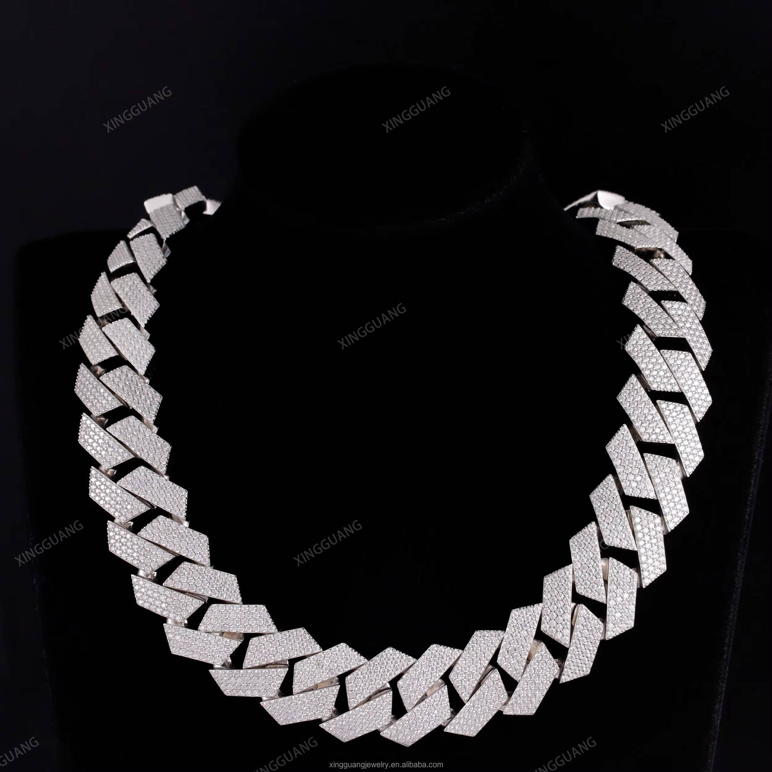 Luxury 24mm 4Rows Iced Out VVS Moissanite Diamond Cuban Chain Heavy Rose Gold Plated Hip Hop Life Jewelry Men Necklace