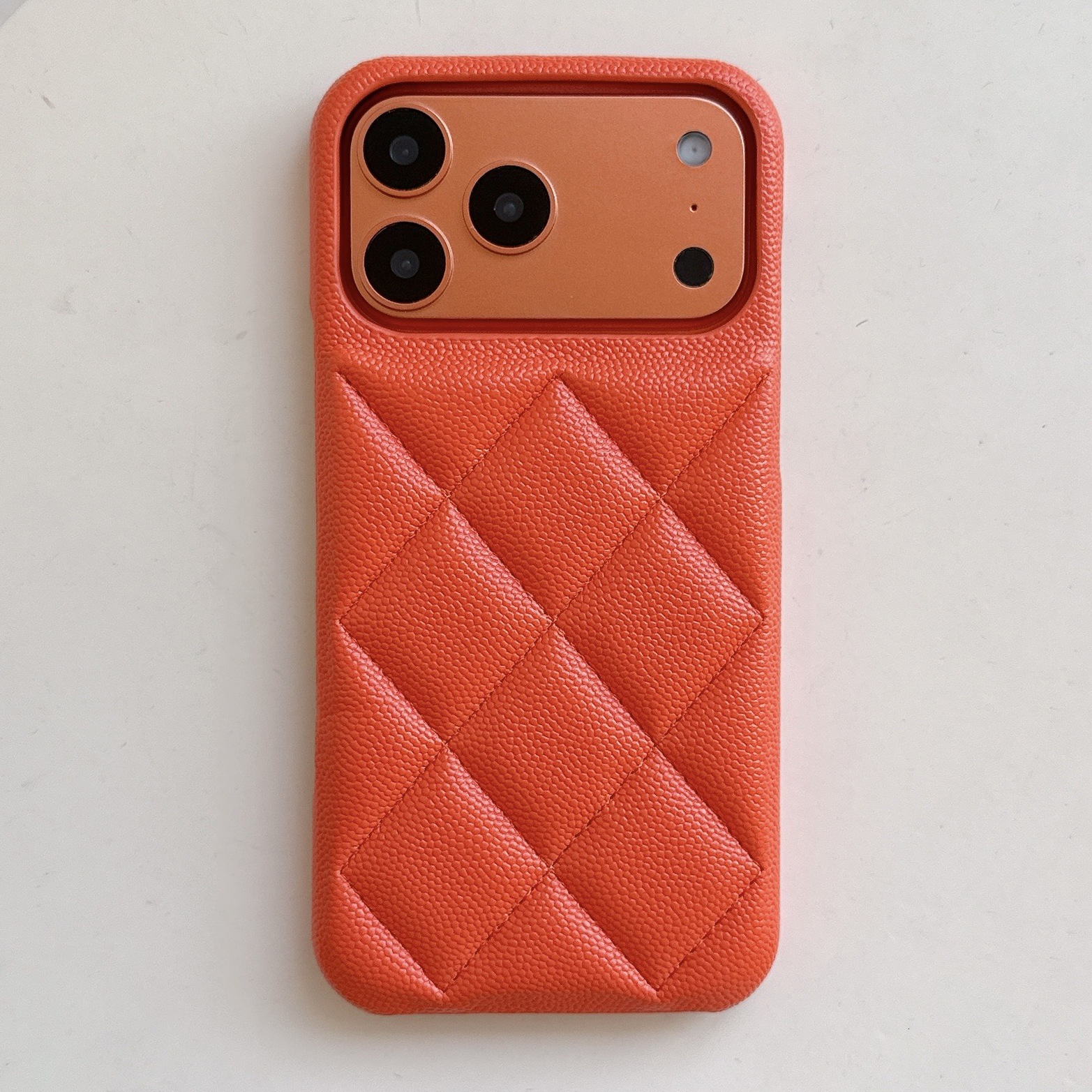 Autumn Winter Leather Quilted for iPhone 16 Pro Max Apple 17 Phone 15 Chanel Style 14 Lychee Pattern Hard Case