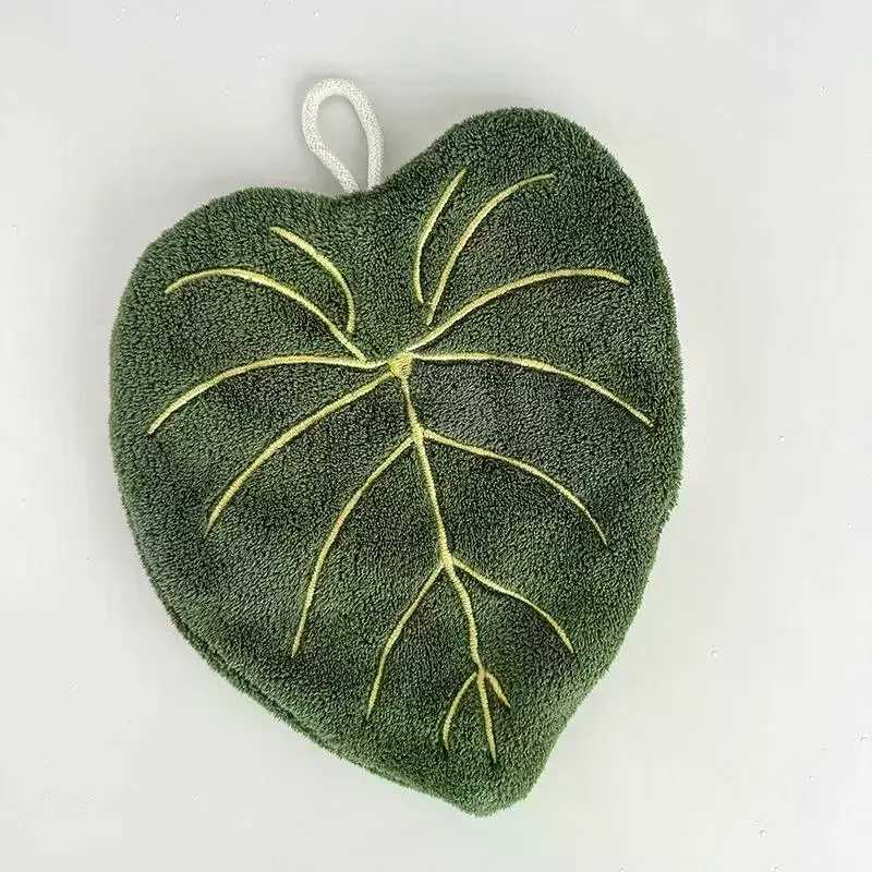 Soft Double-layer Leaf Style Hand Towel Thickened Absorbent Hanging Hand Cloth Speed Dry Handkerchief Rag C251210
