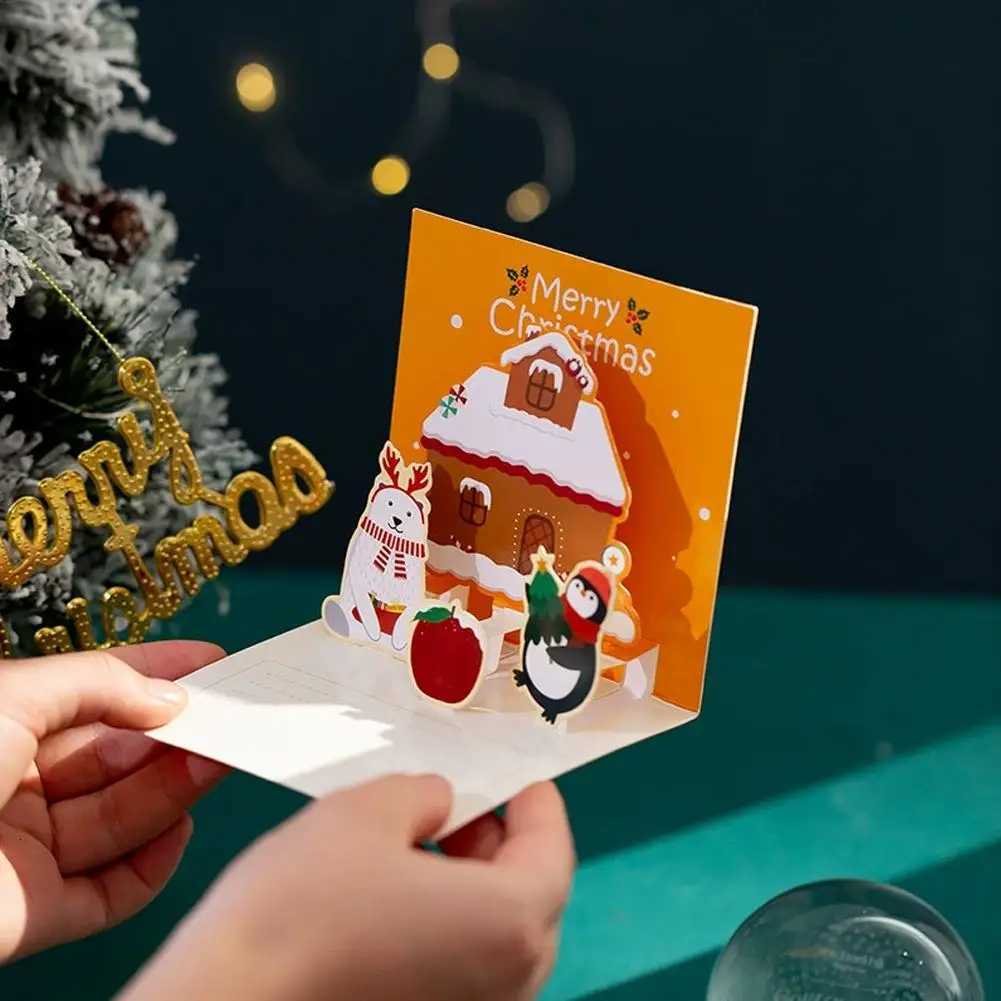5 Kinds 3D Christmas Stereo Greeting Cards Thanksgiving Holiday Blessings DIY Christmas Blank Cards With Envelopes H251210