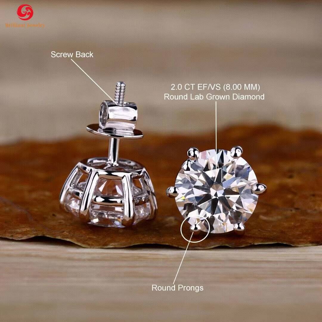 Custom Diamond Stud Earrings 10k 14k 18k Real Gold Round 65mm 8mm IGI Certificate D VS1 Lab Diamond Earrings for Women