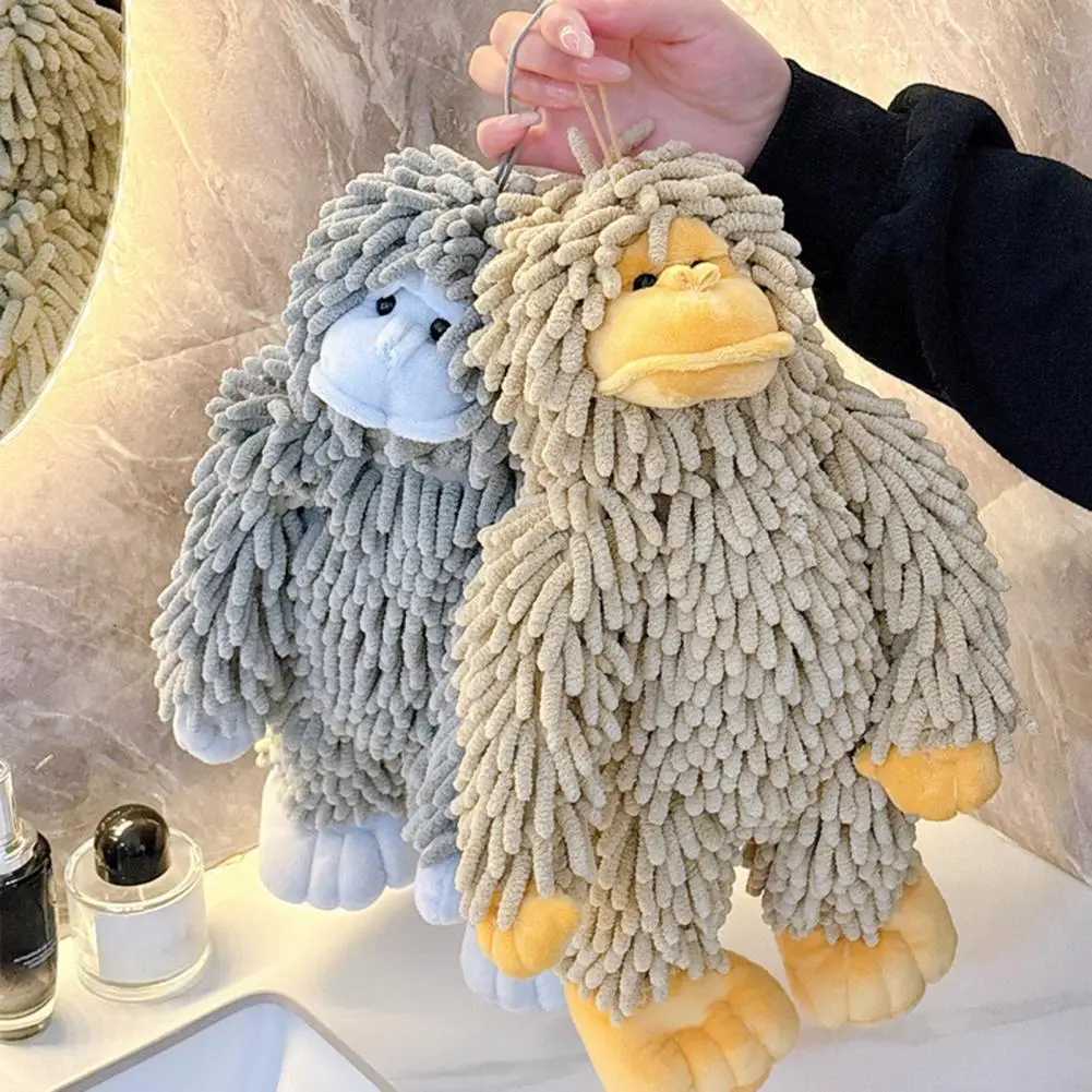 Gorilla Doll Hand Towel Chenille Fuzzy Animal Decorative Towel Cute Gorilla Towel with Hanging Loop for Kitchen Bathroom C251210