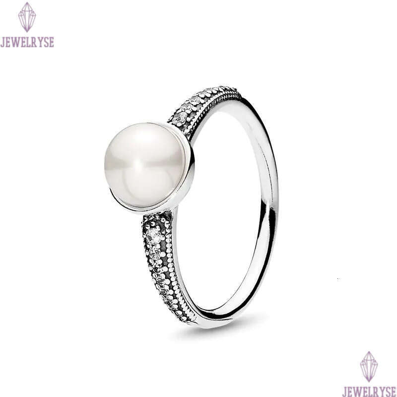 White pearls Ring Authentic 925 Silver Luxurious RING set Women Girls Wedding Gift Jewelry Diamond Stacking rings with Retail Box Factory wholesale