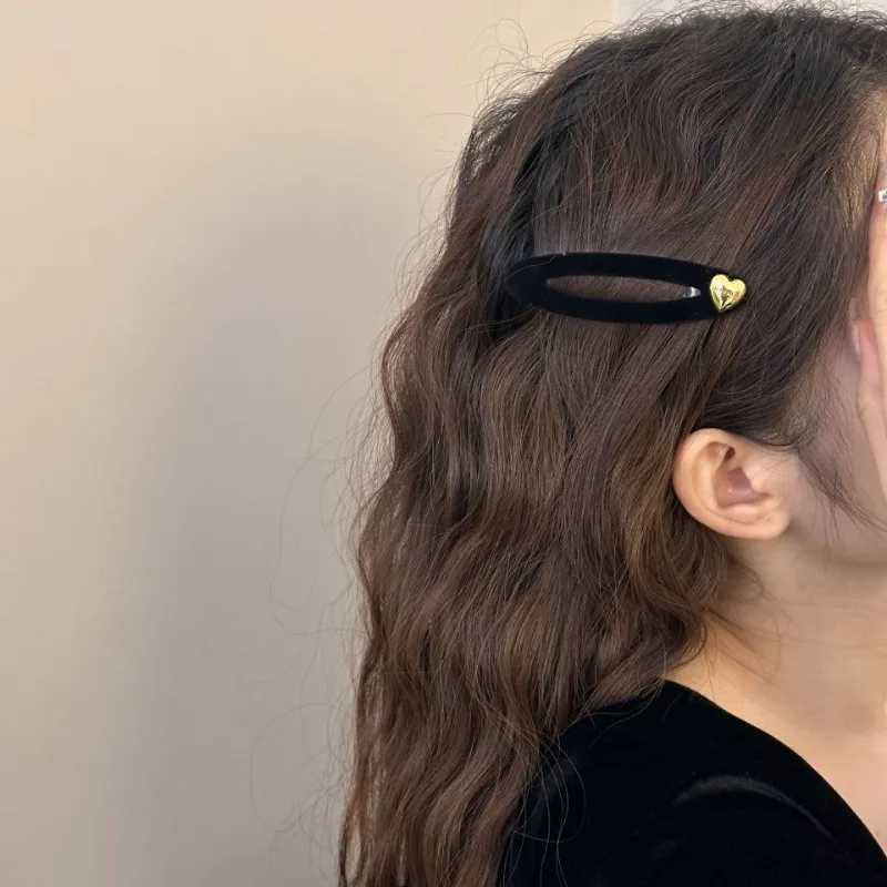 High-Grade Black Gold Veet Barrettes Wens Sed Hair Bangs Clip Autumn and Winter New Elegant Back Clip Hair Accories Y251210