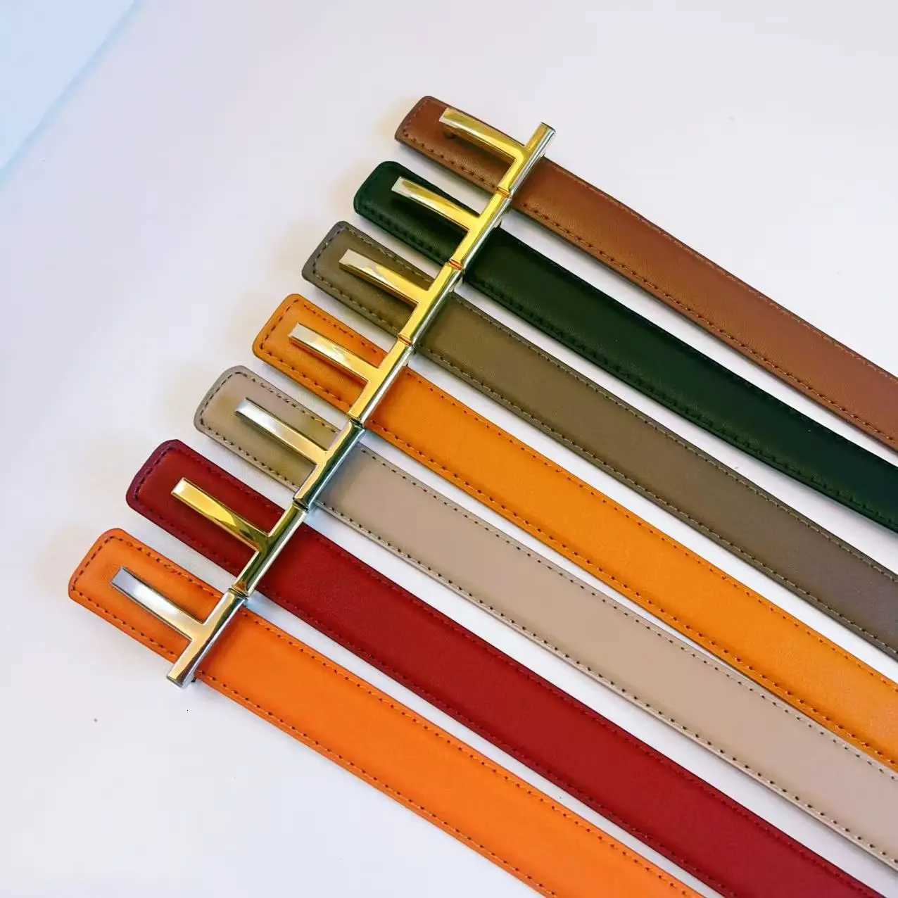 Luxury New Womens Belt Double-Sided Use Fashion Pop Letter T Belt Jeans Dress Accessories 25cm High Quality Belt Y251210