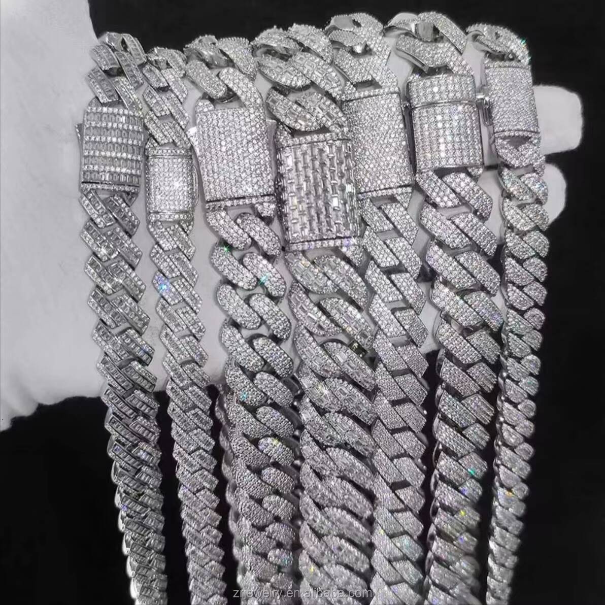 Moissanite Bracelet 925 Sterling Silver VVS Moissanite Diamond Hip Hop Jewelry 15mm Moissanite Cuban Bracelet
