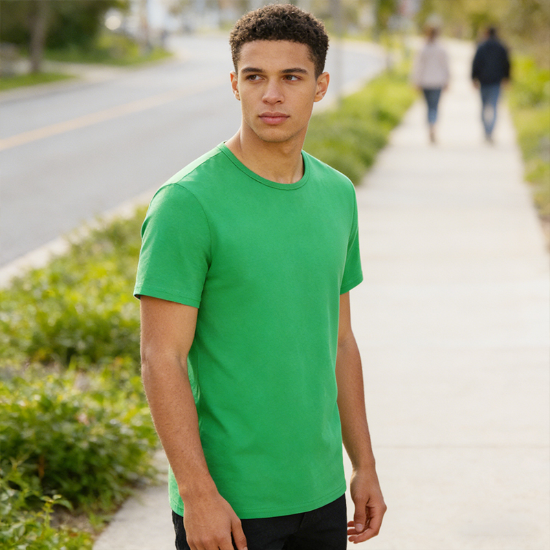 Men's Classic Crew Neck T-Shirt Short Sleeve Regular Fit Heather Gray Basic Tee for Daily Wear GT2-913