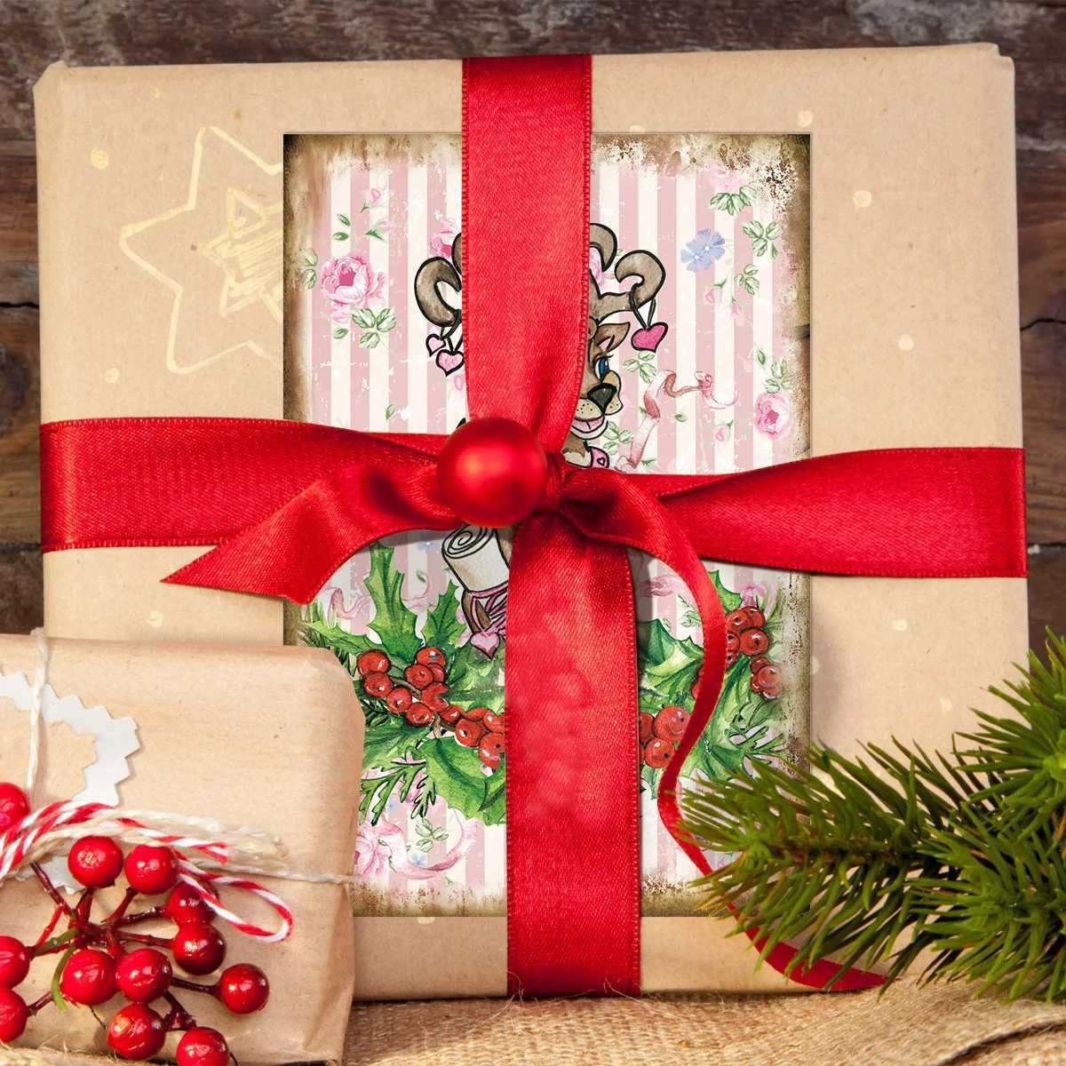 12pcs Shabby Chic Santa Christmas CardsVintage Postcard SetWall Art Picture Christmas DecorationsHoliday Gift for Friend H251210